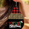 Wholesale Christmas Red Plaid Drop Santa Claus Leopard Pattern Love Leather Earrings