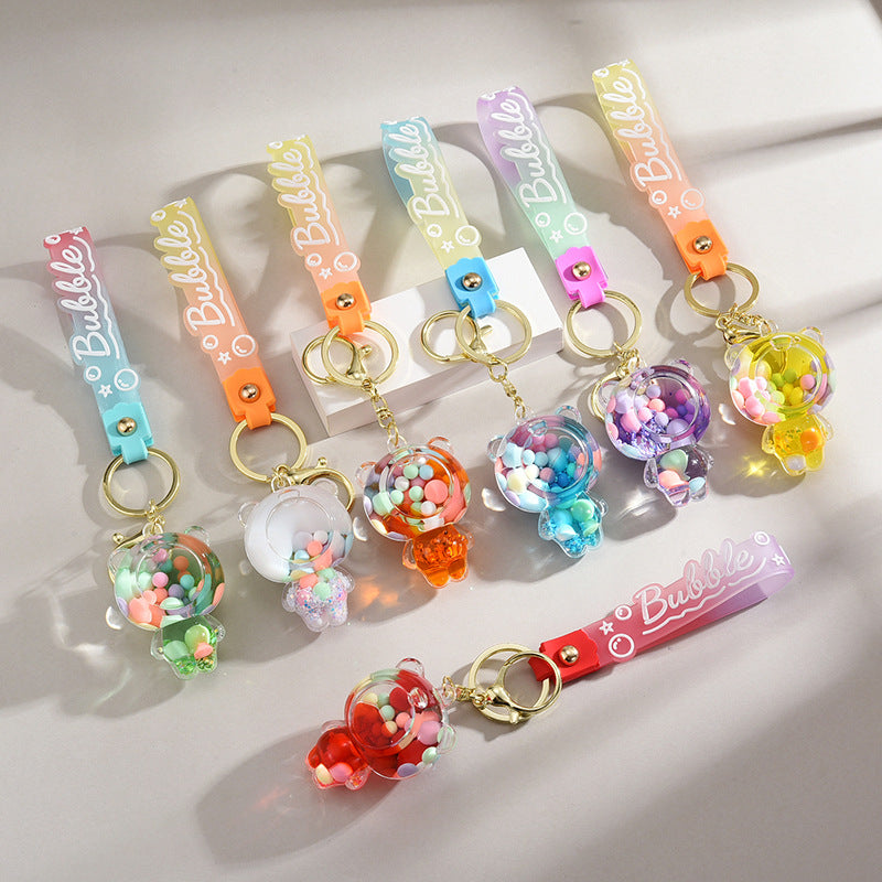 Wholesale Acrylic Liquid Into The Oil Bear Keychain