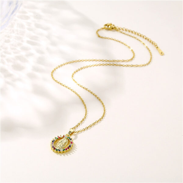 Wholesale Stainless Steel Virgin Mary Pendant Zircon Creative Necklace
