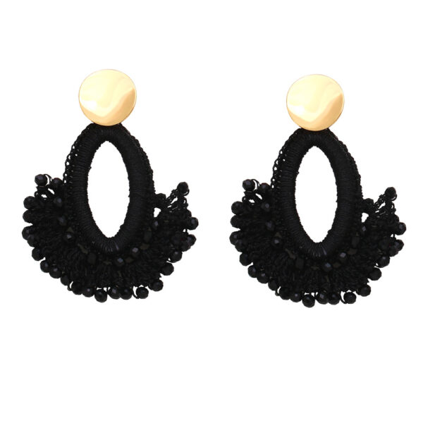Wholesale Bohemian Scalloped Tassel Bead Ear Studs