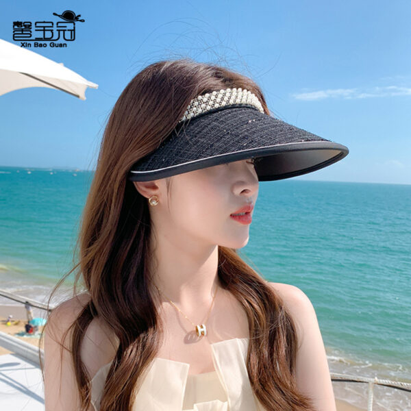 Wholesale Pearl Black Gum Big Eaves Hair Hoops Polyester Sun Hat