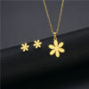 Wholesale Flower Dragonfly Stainless Steel Necklace Earrings Set