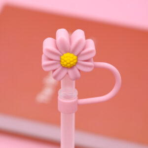 Silicone chrysanthemum-pink yellow 8mm / Bagged without straw