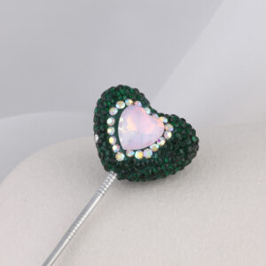 Retro green peach heart pink main stone