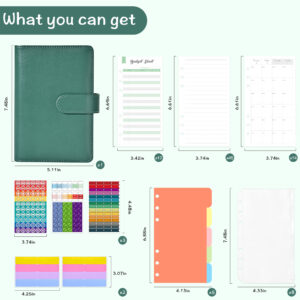 A6 / Macaron High Match-Dark Green (12 Color Card Partition Paper 1 Zipper Bag 8 Horizontal Line 4 May Plan 14 8 Labels 2 3 Multifunctional Stickers)