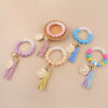 Wholesale MAMA Solid Color Silicone Beaded Wrist Keychain