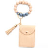 Wholesale Silicone Beads PU Solid Color Card Holder Wrist Keychain