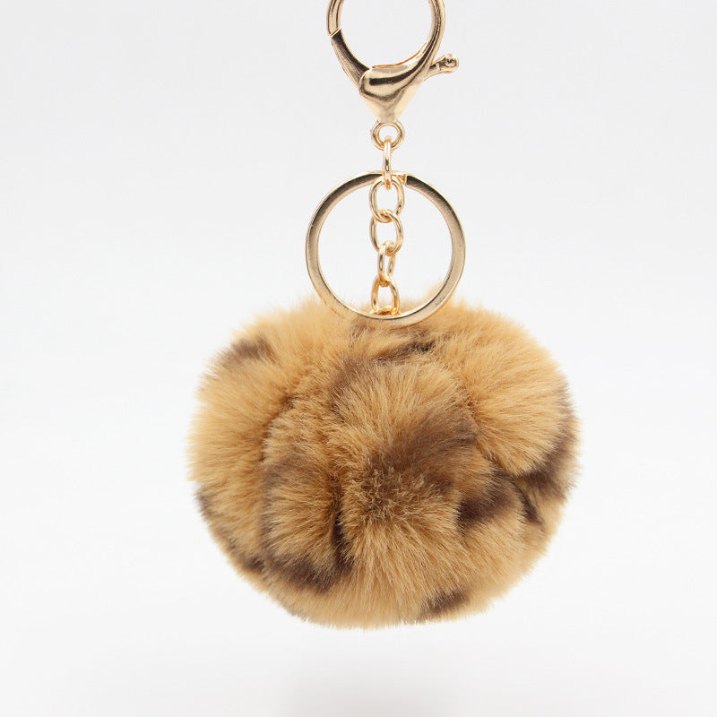 Wholesale lyester Leopard Fur Ball Keychain