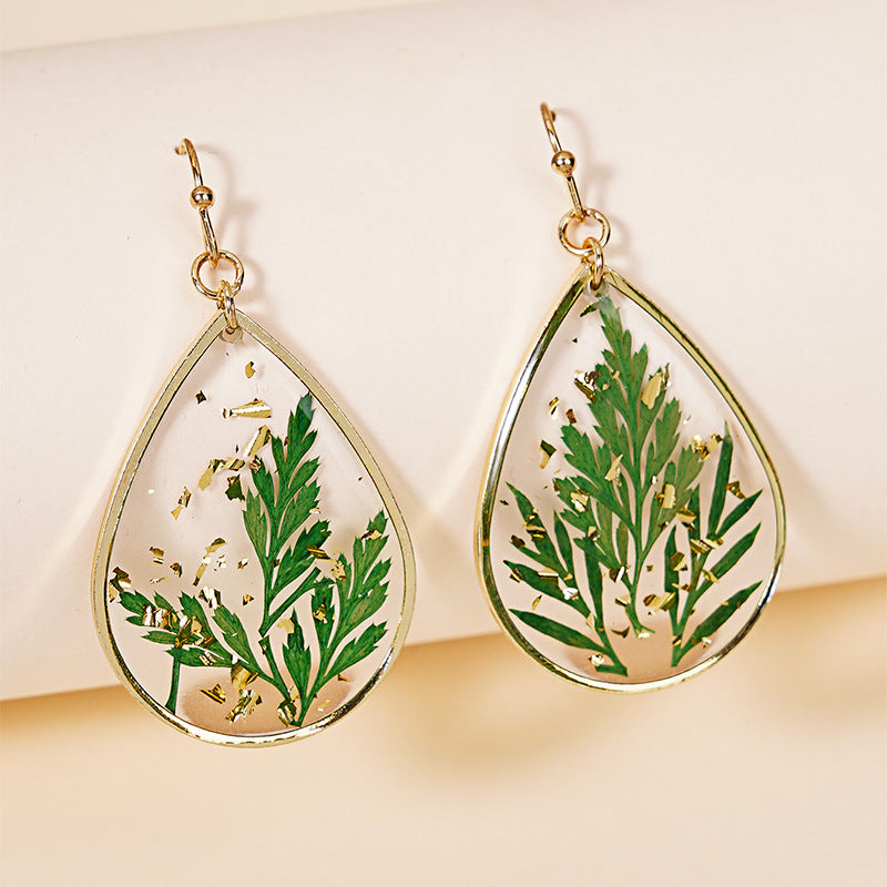 Wholesale Leaf rlasting Flower Alloy Tearop Earrings