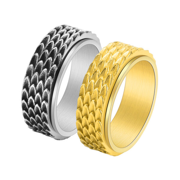 Wholesale Stainless Steel Dragon Scale Rotatable Ring