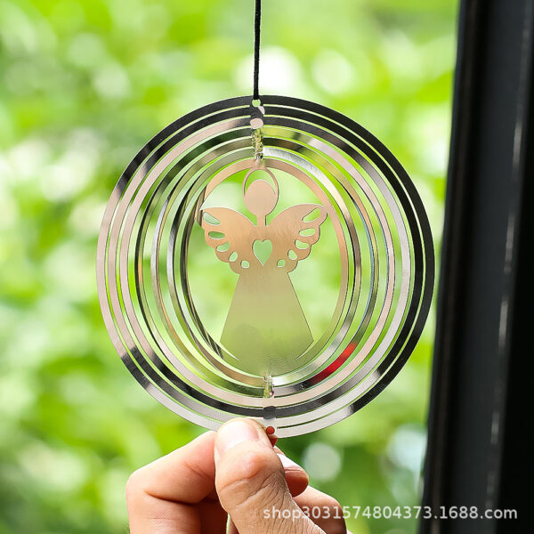 O1CN01n2Fd8K1ZeLqBBPKkT_2216867883219-0-cib Wholesale10CM Silver 3D Wings Angel Stainless Steel Rotating Wind Chime