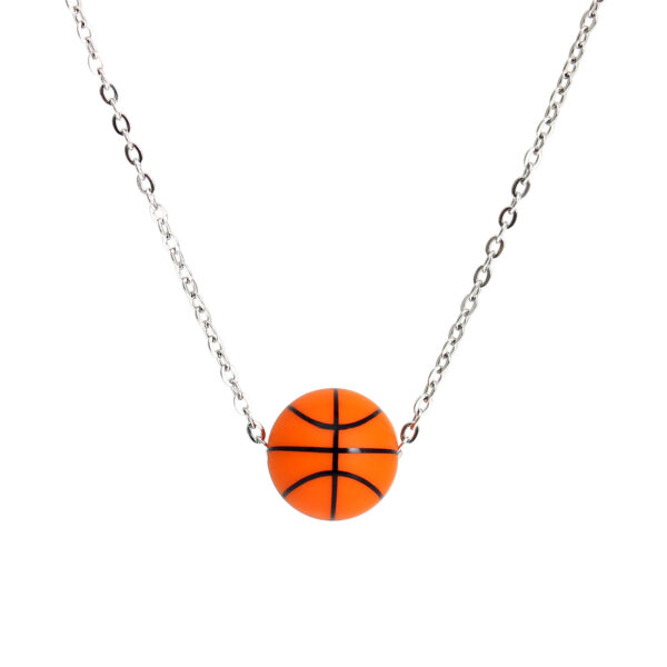 Wholesale Silicone Basketball Pendant Stainless Steel Necklaces