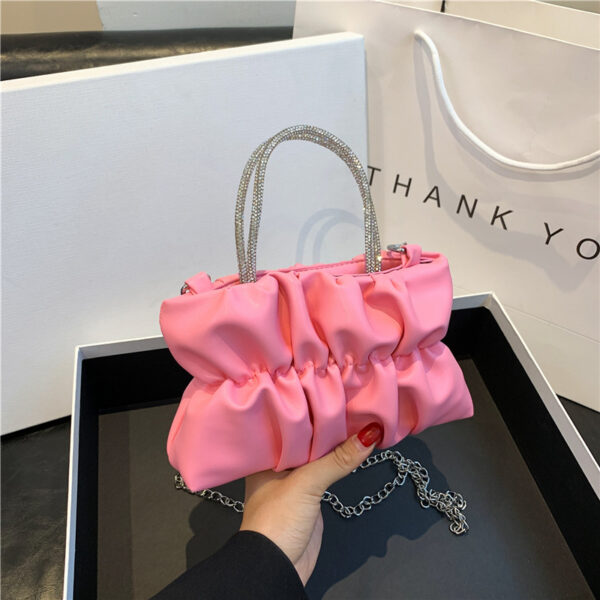 O1CN01n2gsCT1i0o9WcvSxu_2213333414351-0-cib Wholesale Rhinestone Candy Color Pleated Shoulder Small Square Bag