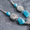 Wholesale Goth Theme Retro Ethnic Style Hidden Silver Creative Design Hollow Carved Turquoise Necklace