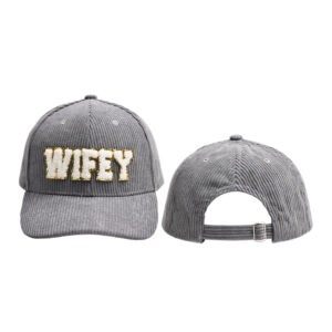 Light gray-WIFEY corduroy baseball cap / Adjustable