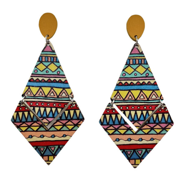Wholesale Bohemian Diamond Wood Earrings