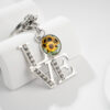 Wholesale Mother's Day Sunflower Time Gemstone Diamond Pendant Metal Keychain