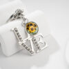 Wholesale Mother's Day Sunflower Time Gemstone Diamond Pendant Metal Keychain