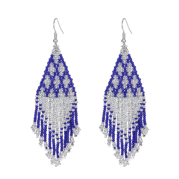 Wholesale Bohemian Beaded Braided Long Tassel Earrings