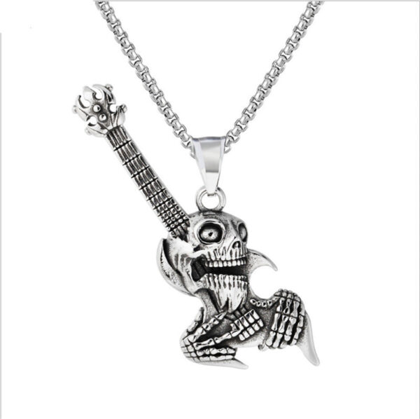 O1CN01nGGM9B21yKCRVgm4T__2595027053-0-cib Wholesale Stainless Steel Skull Rock Guitar Pendant Necklace