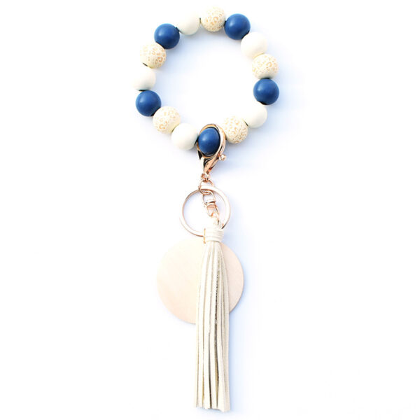 Wholesale PU Printed Tassel Pendant Wrist Keychain