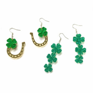 O1CN01nGOISH1ZFcHB5vA2r__1794553165-0-cib Wholesale St. Patrick's Day Glitter Clover Acrylic Earrings