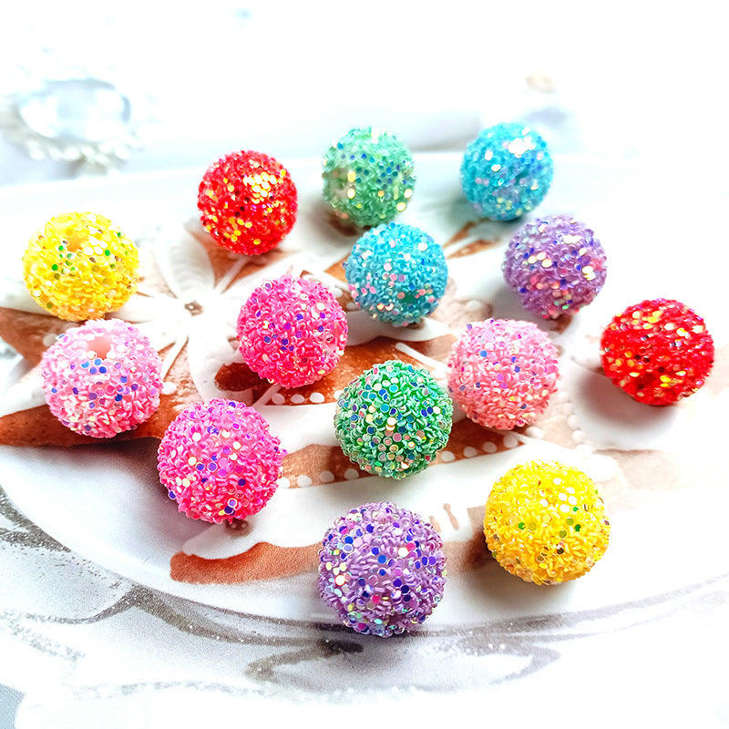 Wholesale 16MM Round Ball Straight Hole Beads Sequin Hanging Beads Jewelry Aessories
