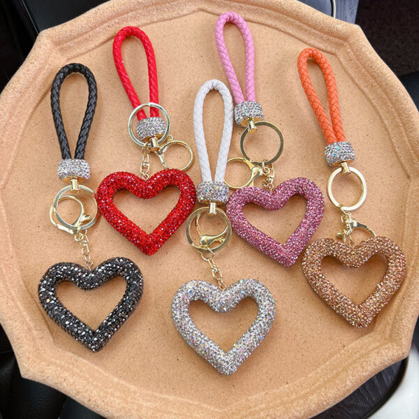 Wholesale Hollow Clay Full Diamond Love Key Chain
