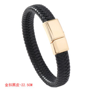 Gold buckle black leather -22.5cm