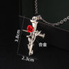 Wholesale gothic red rose cross vintage stainless steel necklace