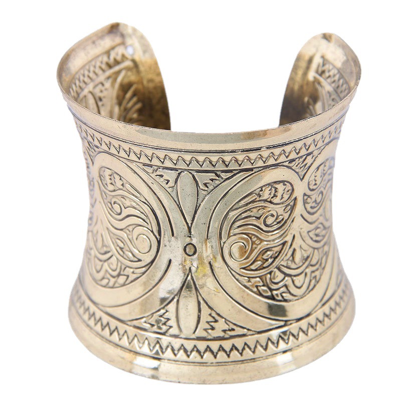 Wholesale European and American style retro fashion classic carved wide bracelet women's titanium steel bracelet bracelet exaggerated jewelry wholesal