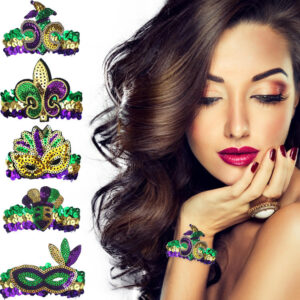 Wholesale Carnival Sequin Gold Purple Green Bracelet