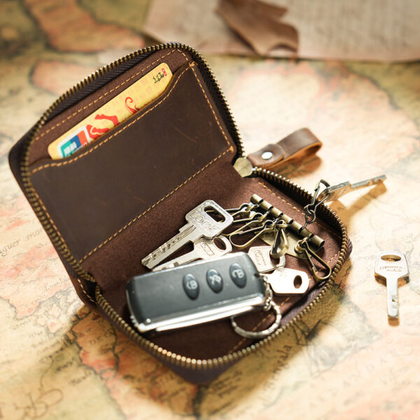 Wholesale Retro Multi -functional Zipper Head Layer Cowhide Purse