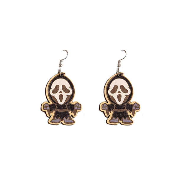 Wholesale Cartoon Halloween Pumpkins Make Weird Ghost Wooden Earrings