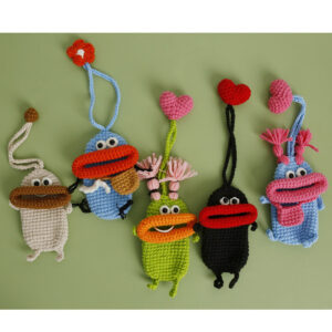 Wholesale Cartoon Cute Handwoven Sausage Mouth Coin Purse Keychain