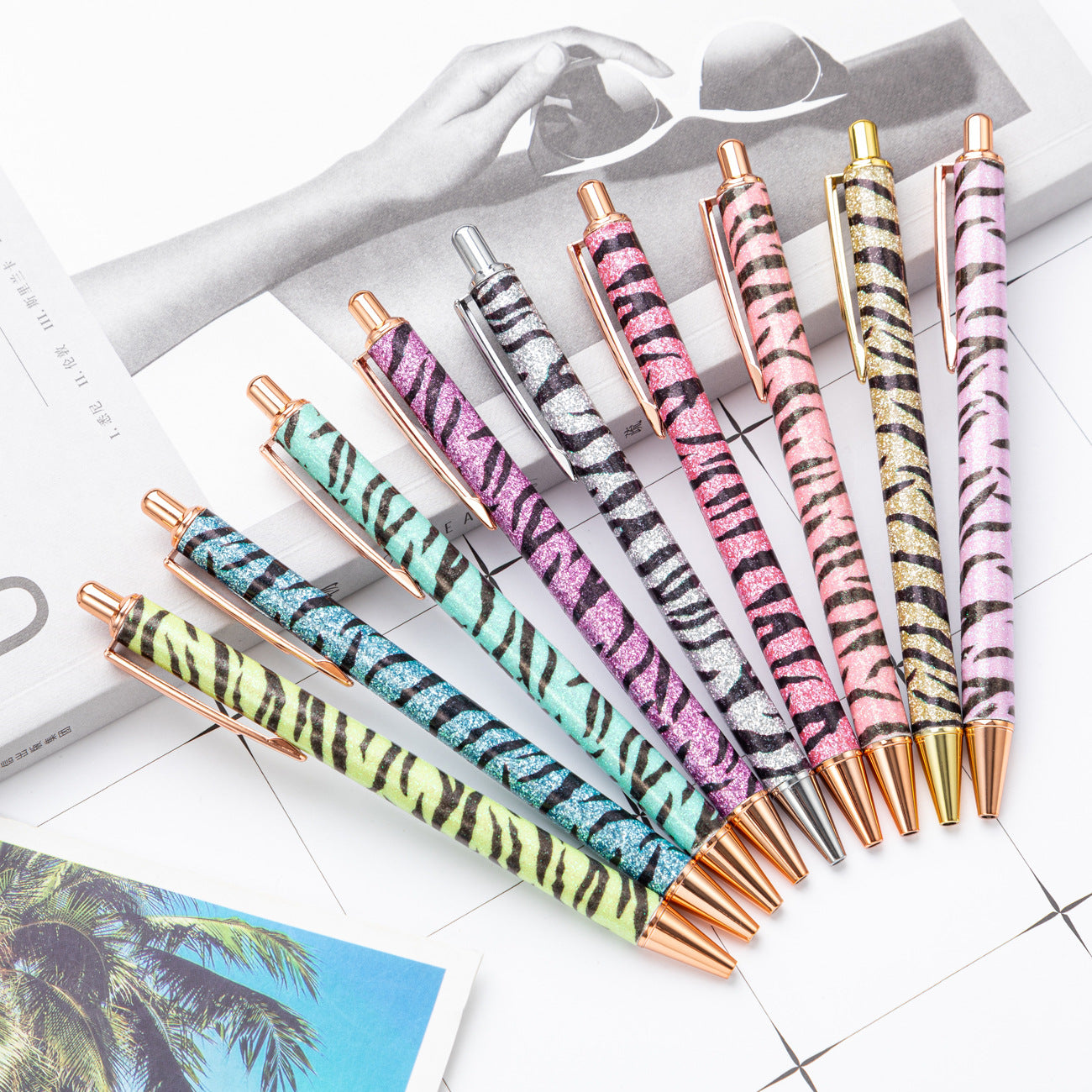 Wholesale Metal Leopard Glitter Ballint Pen