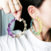 Wholesale Color Contrast Painted Slub Acrylic Earrings