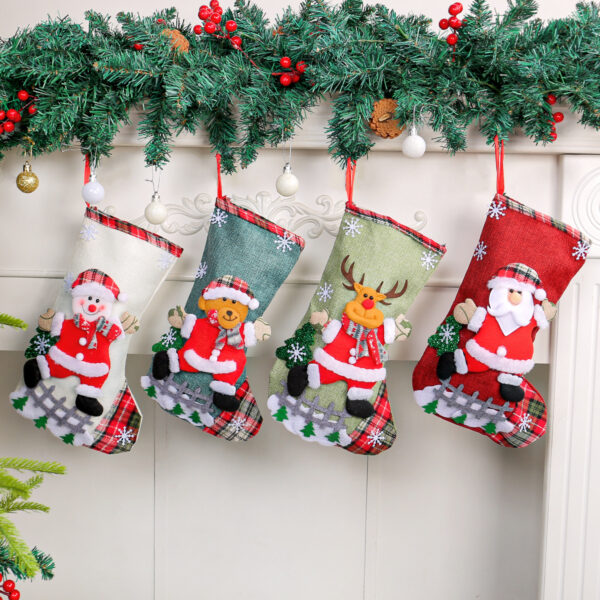 Wholesale Large Size Christmas Stockings Fence Hangings Burlap Gift Bags Christmas Tree Decorations