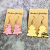 Wholesale Christmas Mirrored Acrylic Snowflake Polka Dot Cut Earrings