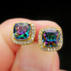 Wholesale Colored Diamond Four Prong Alloy Earrings