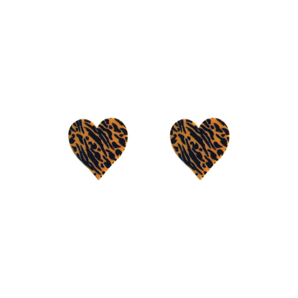 Wholesale Heart Shaped Leopard Print Zebra Print Cow Print Earrings Acrylic