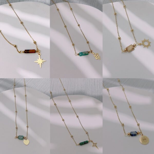 Wholesale Sun Cobra Natural Stone Titanium Steel Necklace Clavicle Chain