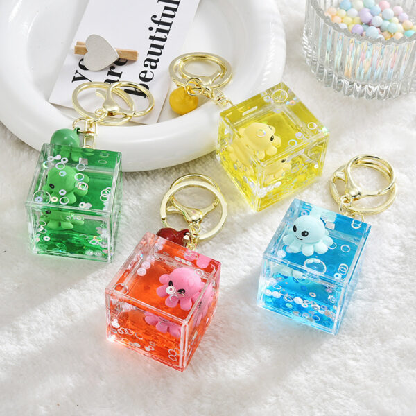 Wholesale Octopus Oil Quicksand Acrylic Liquid Keychain