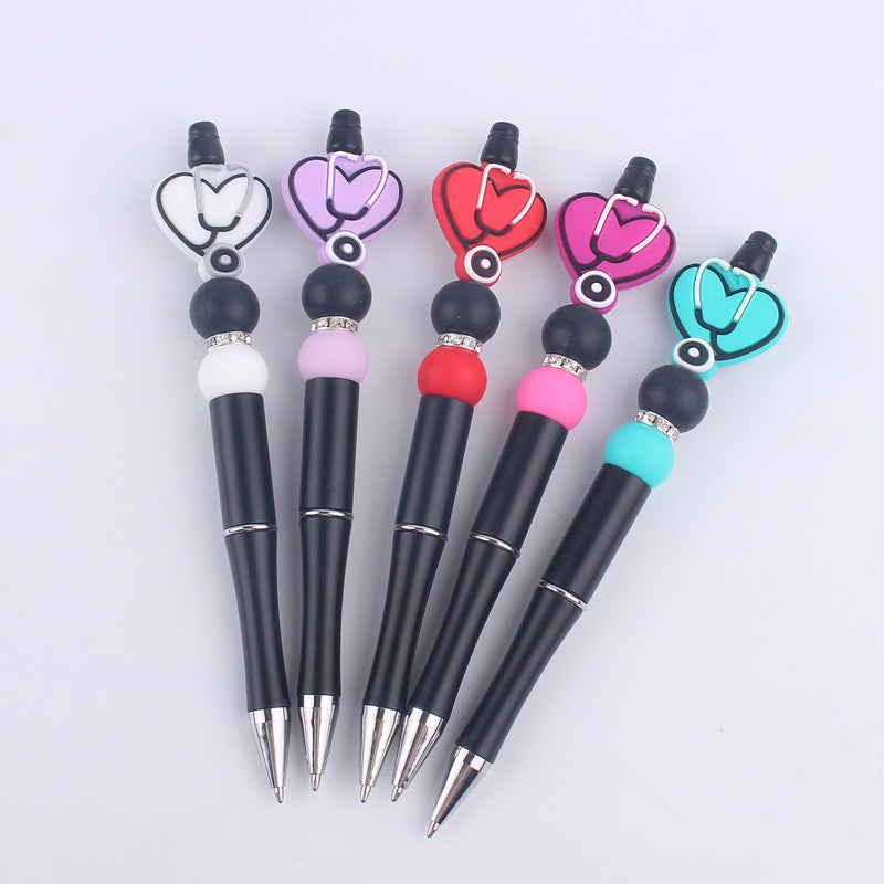 Wholesale Handmade Bead Pen Stethoscope Love Silicone Ballint Pen