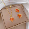 Wholesale Red Maple Leaf Stainless Steel Necklaces