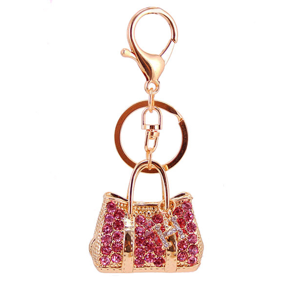 Wholesale Rhinestone Crystal Handbag Zinc Alloy Keychain