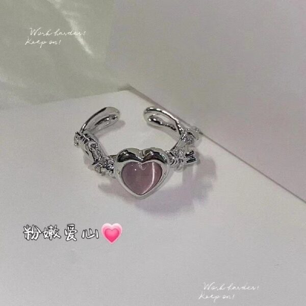 O1CN01nZFnXS1Zh6LjYqHHl_2681293225-0-cib Wholesale Valentine's Day Alloy Pink Love Thorn Imitation Cat Eye Zircon Ring