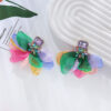Wholesale Vacation Style Mesh Flower Alloy Earrings