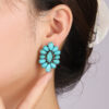 Wholesale Turquoise Flower Alloy Earrings