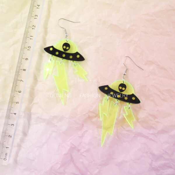 Wholesale Earrings Acrylic Halloween Funny Alien Fluorescent